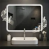 CLP Badspiegel Jericho Bluetooth-Lautsprecher Anti-Beschlag LED-Beleuchtung dimmbar Größe 60x80 cm