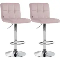 CLP 2er Set Barhocker Peru Samtbezug höhenverstellbar drehbar mit Rückenlehne rosa Gestell Farbe chrom