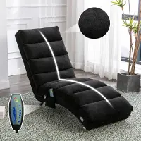 Great han Entspannungsliege Polstersessel Liegesofa mit Vibrationsfunktion Ganzkörper Unterstützung Seitentaschen modernes Design Wohnzimmer Schwarz