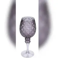 Gehlmann NEU Glaskelch, grau, mundgeblasen, 12,5 x 12,5 x 40 cm, "Germany", handgefertigt