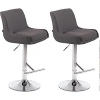 CLP 2er Set Barhocker Club Stoff drehbar und stufenlos verstellbar | Farbe dunkelgrau Gestell Farbe chrom