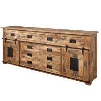 MASSIVMOEBEL24.DE MASSIVMOEBEL24 Sideboard Mango 200x45x90 natur lackiert RAILWAY #122