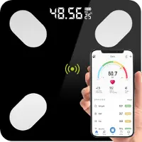 Retoo Körperfettwaage mit App LCD Digitale Personenwaage Smart Bluetooth Körperwaage für iOS & Android Digital Körperanalysewaage Waage BMI Schwarz