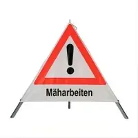 SafetyMarking Faltsignal Gefahrenstelle VZ101, Mäharbeiten, tagesleuchtend, Schenkellänge 90 cm