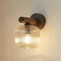 TK Lighting Wandlampe Salvia , dimmbar, Holz dunkel, für Wohn- / Esszimmer, Holz, Wandleuchte, Wandlampe Innen