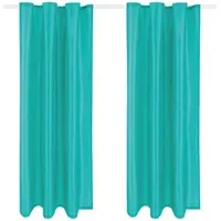 Arsvita 2er Pack Gardine Blickdicht Alessia mit Universalband 140x145cm türkis