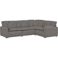 Syfax Modulares Sofa mit Kissen Cordstoff Hellgrau