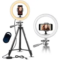 Pro Ring Light Stativ 10"- 52-136 cm - Bluetooth Fjernbetjening - 3000-6500K