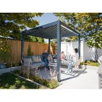 Outgarden Anthrazit 3x3 Meter Pergola Aluminium Elektrisch, Verstellbare Lamellen, Windschutz, Regen Sensor, Fernbedienung, Terrassenüberdachung
