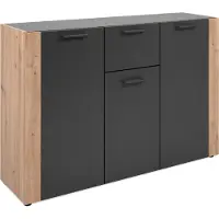 Freiraum Sideboard >Cento< in anthrazit / Nachbildung Artisan Oak - 125,5x85x34,5cm (BxHxT)