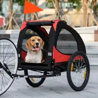 SUGIFT Hundeanhänger, klappbarer Fahrradanhänger für Hunde, Hundebuggy, Oxfordstoff, Stahl, Rot | 140 x 71 x 83 cm | bis 20 kg | Netz, Reflektor