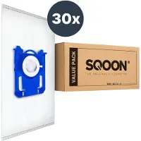 SQOON Staubsaugerbeutel 30 Stück passend für AEG VX4 / VX6 / VX7, Philips & Electrolux Standard Bag 3-D,Mit Neuer Anschluss-TechnologiE, Ersatz-Staubbeutel, hohe Filtration für optimale Staubaufnahme