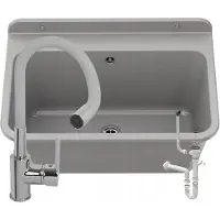 Granitan | Waschbecken - Spülbecken 61x41x30 cm - Spüle Grau - Mischbatterie FLEX - mit Siphon - LARGE
