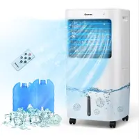 Costway 4in1 Verdunstungsluftkühler, Lüfter, Luftbefeuchter & Luftreiniger 3 Modi, 4 Windgeschwindigkeiten, 7,5H Timer, 20L Wassertank, Fernbedienung, mobile Klimaanlage tragbar