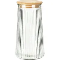 Eh Excellent Houseware Vorratsbehälter Glas 1.4L mit Bambusdeckel, luftdicht, spülmaschinenfest, transparent