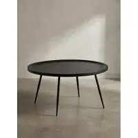 KADIMA DESIGN Couchtisch 75x75x38 cm Mango Massivholz Metall Schwarz Sofatisch Rund, Design Wohnzimmertisch mit natürlicher Holzmaserung, Kaffeetisch Wohnzimmer Zeitlos