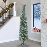 Prolenta Maison Exclusive - Künstlicher schlanker Weihnachtsbaum Grün und Weiß 240 cm