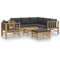 vidaXL 8-tlg. Garten-Lounge-Set mit Dunkelgrauen Kissen Bambus