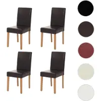 Mendler 4er-Set Esszimmerstuhl Stuhl Küchenstuhl Littau - Kunstleder, braun helle Beine