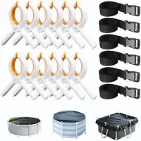 Zimtky 12 x Poolabdeckungs-Clips und seitliche Organizer-Gurte, robuste Schwimmb?der, winddichte Clips f¹r oberirdische Pools (12 x Clips, 6 x Organizer-Riemen)