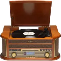 Denver Retro-Schallplattenspieler - Eingebaute Lautsprecher und Verstärker - DAB-Radio -CD Player - MRD51 - Holz
