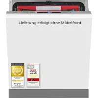 Exquisit Geschirrspüler vollintegrierbar | EGSP9614-E-030A inox | 14 Stk | 8 Programme | Extra Hygiene | 42 dB | Energieklasse A | Inox