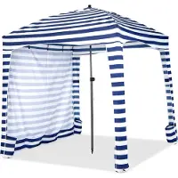 Costway Sonnenschutz mit abnehmbarer Seitenwand, 8 Sandsäcken und Tragetasche, Strandzelt 183x183cm