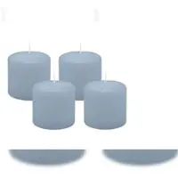 Kopschitz Kerzen 4er Set Stumpenkerzen/Adventskranzkerzen Jeans Blau Ø 60 x 60 mm