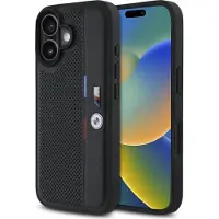 CG Mobile Etui Bmw M Perforiert Tricolor Detail Line Na Iphone 16 - Czarne