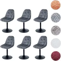 Mendler 6er-Set Esszimmerstuhl HWC-A60, Küchenstuhl Stuhl Drehstuhl, Stahl Stoff/Textil Chenille (465g/m²) dunkelgrau