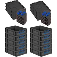 Proregal SparSet 10x Eurobox NextGen Color mit Auflagedeckel & Verschlüsse, HxBxT 12x30x40cm, 11L, Schwarz, Griffe blau zu, Eurobehälter