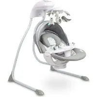 Caretero Elektrische Kinderschaukel, Babywippe Raffi für Kleinkinder, Graphit
