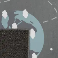 TT Home Kinderzimmerteppich Teppich Kinderteppich Rutschfest Planeten Sterne Raketen