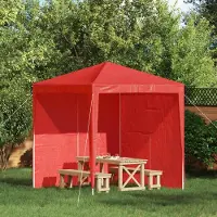 PUEAZU Partyzelt-Seitenteil 2 Stk. 200 x 195 cm Rot PE und Stahl - Pavillons & Partyzelte &36547