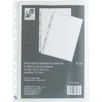 Karton P+P Dokumentenhülle U maxi, A4, 220 x 300mm, 100mic, matt, 50 Stück.