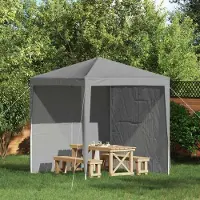PUEAZU Partyzelt-Seitenteil 2 Stk. 200 x 195 cm Hellgrau PE und Stahl - Pavillons & Partyzelte &36548