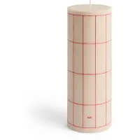 HAY - Column Kerze Large - H25 cm - Weiß & Rotes Karomuster