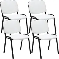 CLP 4er Set Besucherstuhl Ken Kunstleder stapelbar und mit modernem Design weiß