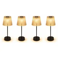 Globo Lighting 4er Set LED Solarleuchte, Tischlampe, rauchfarben, H 29 cm