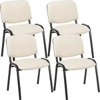 CLP 4er Set Besucherstuhl Ken Kunstleder stapelbar und mit modernem Design creme