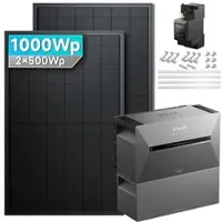 SolarMars Balkonkraftwerk 1000 Watt mit Speicher Anker SOLIX Solarbank 3 E2700 Pro mit 2x500Wp Solarmodule und MC4 Solarkabel Set - 1000Wp ‚Äì 2 Module / 1x BP2700 / Ziegeldach