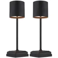 Globo LED Tischleuchte Touchdimmer Tischlampe Akku Nachttischlampe schwarz Touch Schlafzimmer USB, Metall Kunststoff, 1,5W 30Lm warmweiß, DxH 9,7x32 cm, 2er Set