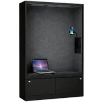 DELUKE Akustikkabine mit Schalldämmung TAGO 185x115x40cm Schwarz-Dunkelgrau Telefonkabine Meetingbox Telefonbox Akustikbox Bürokabine Großraumbüro