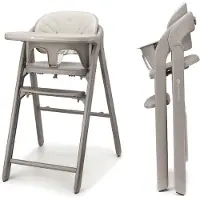 Kinderkraft TINO – 3-in-1 Hochstuhl bis 110 kg, klappbar, 5-Punkt-Gurt, abnehmbares Tablett, Kinder- und Erwachsenenstuhl, Beige