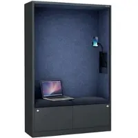 DELUKE JAN NOWAK Akustikkabine mit Schalldämmung SALLY 185x115x40cm Anthrazit-Blau Telefonkabine Meetingbox Telefonbox Akustikbox Bürokabine