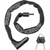 RockBros Fahrradschloss Zahlenschloss 96CM/17.19mm mit Zahlen Hohe Sicherheitsstufe Kettenschloss mit 4-Stellig Schwarz