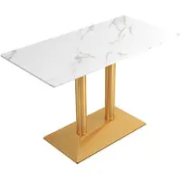 360Home Gastronomiemöbel Esszimmertisch Esstisch Küchentisch für Esszimmer Wohnzimmer tisch Bistrotisch Sinterstein weißgold2 120*60*75CM /Y-BJ-120/