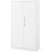 DELUKE JAN NOWAK Metallschrank mit Sockel MEGAN 160x90x40cm Weiß Büroschrank Aktenschrank Stahlschrank Werkstattschrank