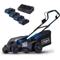 Scheppach Akku-Rasenmäher BC-MP380-X - SET S4 inkl. 4x 2Ah Akku + Doppelladegerät