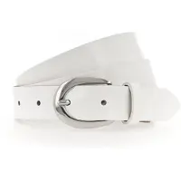 Tamaris Ledergürtel "Carolin Silver", Damen, Gr. 105, weiß, Materialmix, unifarben, Gürtel Ledergürtel, weiches Lack-Rindleder mit hochglänzendem Finish